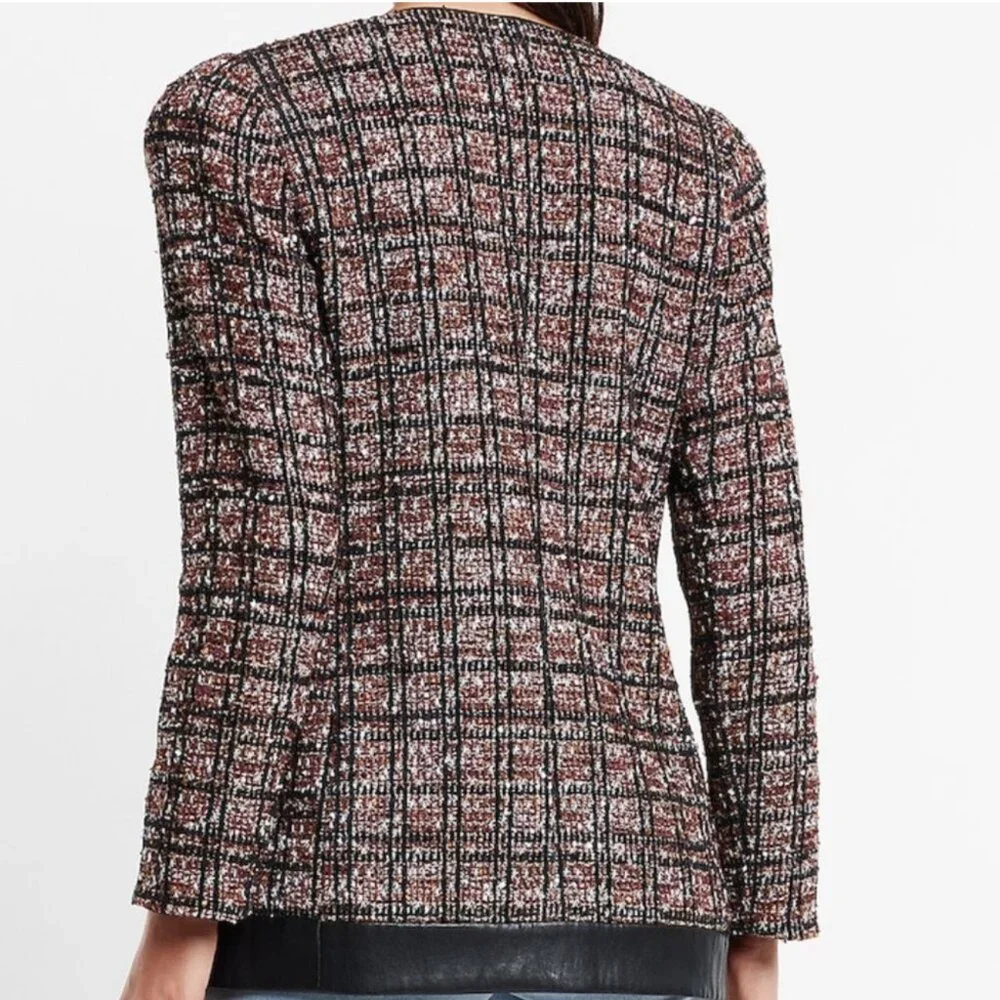EXPRESS Women's NWT Metallic Tweed Blazer Coat Jacket Faux Leather Trim | Size S